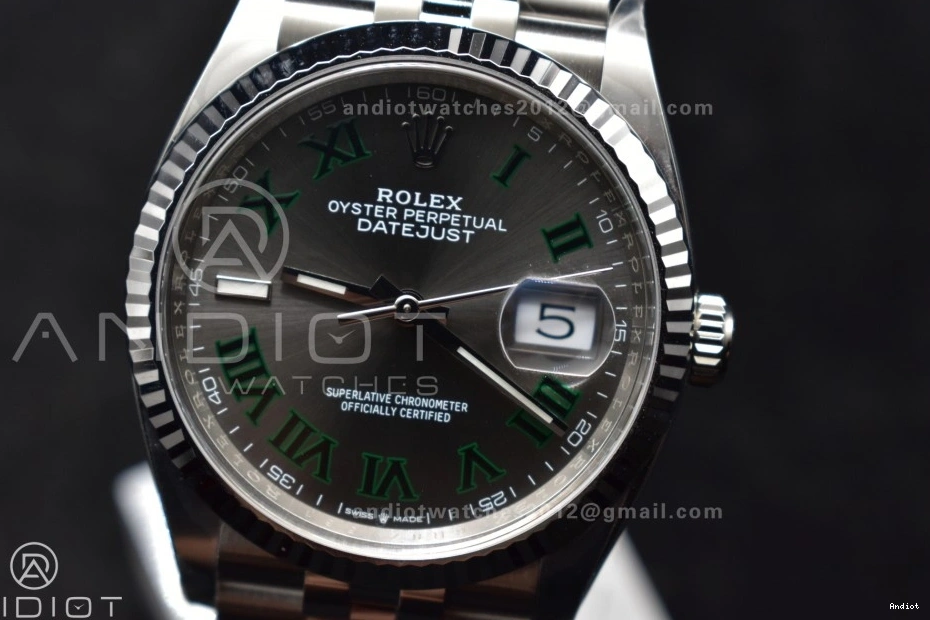 36 126234 Green Steel Jubilee VR3235 Clean Markers Bracelet on Gray Edition 904L Best DateJust Roman 1:1 Dial 0503
